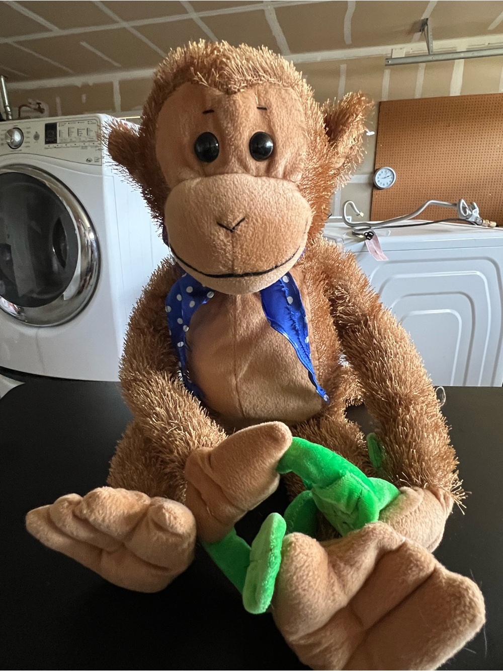 Brown Plush Monkey with Blue Bandana - Soft Kids Stuffed Animal